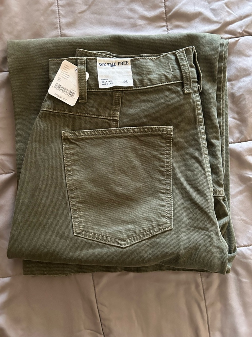 Free People Olive Green Wide Leg Jeans - Picture 3 of 3